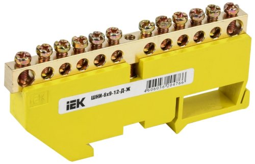 Шина неизолированная IEK PE "земля" ШНИ-6х9-12-Д-Ж 12 групп желтый фото Шина неизолированная IEK PE "земля" ШНИ-6х9-12-Д-Ж 12 групп желтый картинка